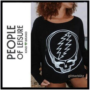 PEOPLE OF LEISURE Grateful Dead Stealie Oversized Pullover Sweatshirt